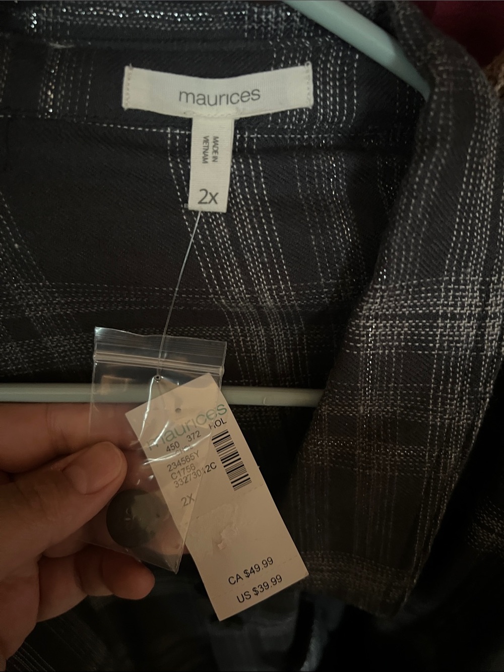 Maurices Black & Gray Plaid Button-Down Shirt - Picture 2 of 4